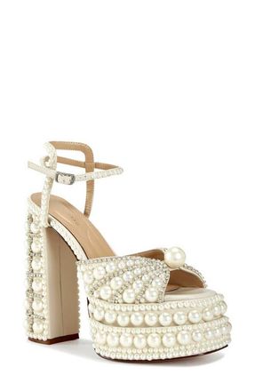 Azalea Wang Astrella Ankle Strap Platform Sandal in White at Nordstrom, Size 6.5