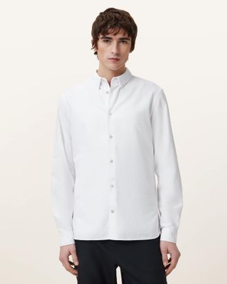 AllSaints Mens Cotton Haven Long Sleeve Shirt, Size: XXL