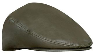 Infinity Leather Mens Peaky Blinders Newsboy Flat Hat - Olive Sheepskin - Size X-Large