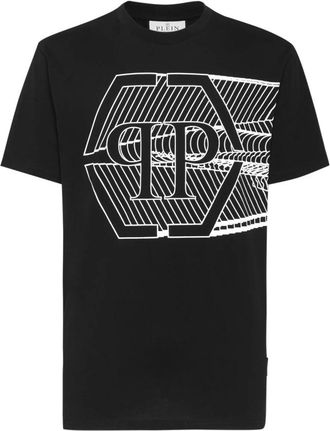 Philipp Plein Zwart Print Korte Mouw T-shirt - Heren - T-shirts - Zwart - S - Katoen - Tops