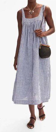 Clare Vivier Rosalie Dress In Navy/white Gingham