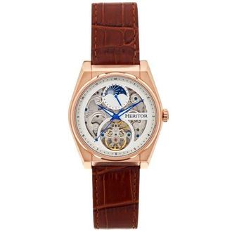 Heritor Daxton Skeleton Watch in Brown/rose Gold at Nordstrom
