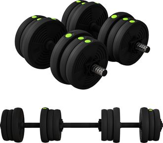 OEM Kit De Mancuernas 20kg 2 En 1 Con Barra De Pesas Mango Antideslizante Para Entrenamiento De Fuerza Negro Verde