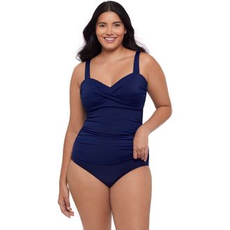 Trimshaper Ava Underwire Tankini Swimsuit Top in Ink at Nordstrom, Size 14