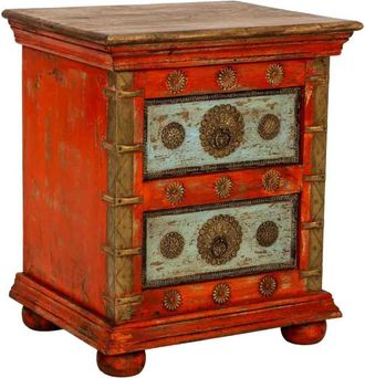 Wanderlust Deco Mesita de noche madera artesanal roja 50x40x59 alt. cm