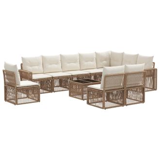 vidaXL Conjunto De Sof&aacute;s De Jard&iacute;n 11 Pcs Beige Y Blanco Crema Vidaxl