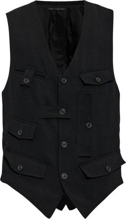 Yohji Yamamoto Wolvest - Heren - Bodywarmers - Zwart - M - Wol - Jassen