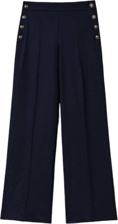 Twinset Wijde broek - Dames - Wijde Broeken - Blauw - M - Wol - Broeken