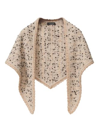 Fabiana Filippi Driehoekige sjaal met tweed afwerking - Beige