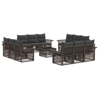 vidaXL Conjunto De Sof&aacute;s De Jard&iacute;n 13 Pcs Gris Rat&aacute;n Sint&eacute;tico Vidaxl