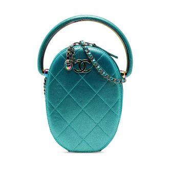 Chanel Pre-owned Top Handle Round Bag - Dames - Pre-owned - Blauw - Maat: ONE Size