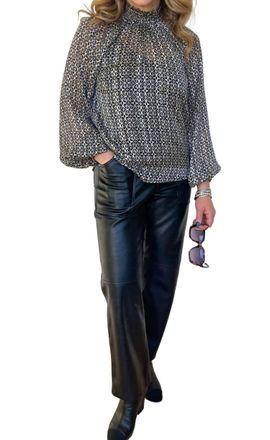 Lost + Wander Mira Mock Neck Top In Black-White