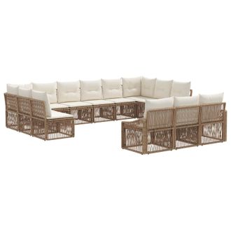 vidaXL Conjunto De Sof&aacute;s De Jard&iacute;n 13 Pcs Beige Rat&aacute;n Sint&eacute;tico Vidaxl
