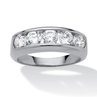 Palm Beach Jewelry Mens 2.50 TCW Round Cubic Zirconia Ring in Platinum-plated