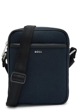 BOSS Boss Dakkar Leather-trim Canvas Cross-body bag - Navy - One Size