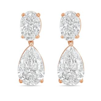 Diana M. Jewels 14KW RG 20.00 Ct TW of Lab grown oval and pear shape diamond drop earrings