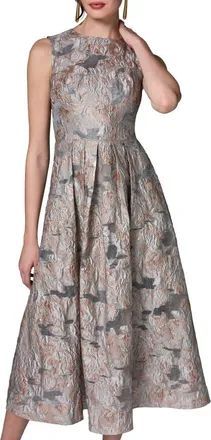 DKNY Sleeveless Metallic Midi Dress in Grey Multi at Nordstrom, Size 14