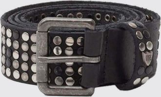 HTC Black or Brown Leather Belt with Artisanal Embroidery