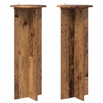 vidaXL Soporte De Plantas 2 Pcs Madera Envejecida &Oslash;40 X 100 Cm Vidaxl