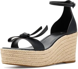 Kate Spade New York Loop Espadrille Wedge Sandals Womens Wedge Shoes Black : 9.5 M, Leather