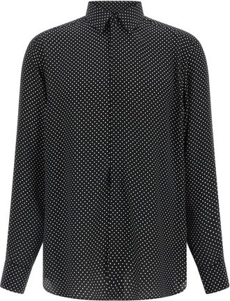 Tom Ford Polka dot cr&ecirc;pe de chine zijden overhemd - Heren - Casual Overhemden - Veelkleurig - 5XL - Leer - Overhemden