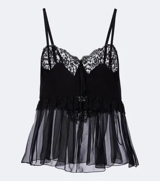 Chlo&eacute; Chlo&eacute; Ruffled silk cr&ecirc;pe de chine top