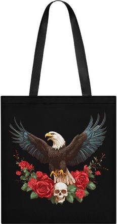 Generic Eag-le Skull Roses Womens Tote Casual Shopping Bag Lightweight Shoulder Bags Hobos Handbag for Work Travel Daily 35x40cm