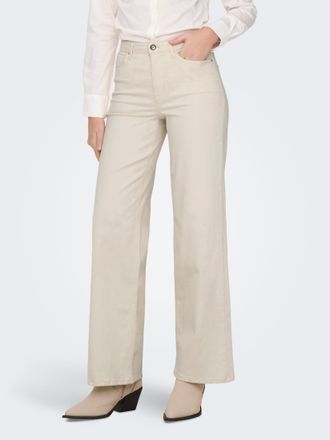 Only High-waist-Jeans ONLY ONLMADISON BLUSH HW WIDE DNM CRO NOOS, Damen, Gr. XL (42), L&auml;nge 30, beige (ecru), Denim/Jeans, Obermaterial: 92% Baumwolle, 6% 