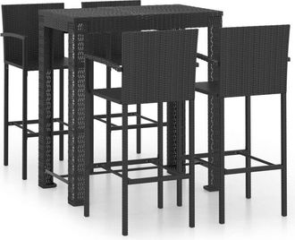 vidaXL Muebles De Bar Jard&iacute;n 5 Pzas Rat&aacute;n Pe Reposabrazos Negro Vidaxl