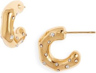 Kenneth Jay Lane Crystal Hoop Earrings in Gold at Nordstrom