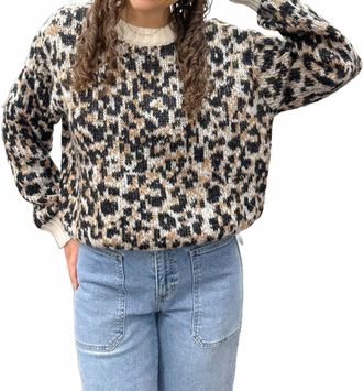 Greek Archaic Kori Leopard Print Sweater In Camel