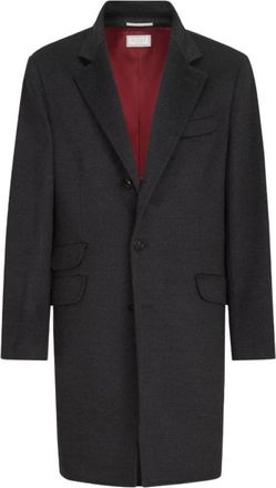 Brunello Cucinelli Single-Breasted Coat - Heren - Mantel - Grijs - 2XL - Wol - Jassen