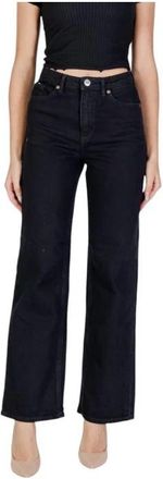 Vero Moda High Waist Straight Jeans - Dames - Loose Fit Jeans - Zwart - W25 L30 - Denim - Jeans