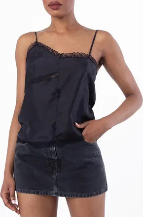 Maison Margiela Lace-Trimmed Silk Top, Brand Size 44 ( US Size 10 )