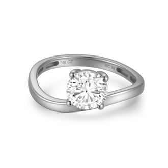 MAX + STONE Solid 10K Gold 3.5 Carat 8MM Round Cut Cubic Zirconia Wavy Band Engagement Ring