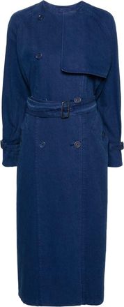Max Mara Calao canvas trench coat - women - Cotton - 42 - Blue