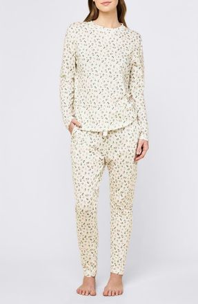 Papinelle Sleepwear Rosebud Organic Cotton Jersey Pajamas in Ecru at Nordstrom, Size Xx-Large