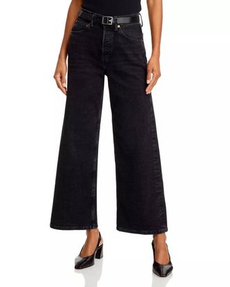 Re/Done High Rise Wide Leg Crop Jean In Black Vein