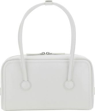 Margesherwood Womens Shoulder Bag Soft Boston Small White Leather Cow