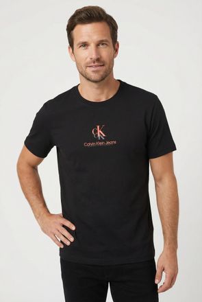 Calvin Klein Jeans T-Shirt CALVIN KLEIN JEANS, Herren, Gr. XXL, schwarz, Jersey, Obermaterial: 100% Baumwolle, unifarben, klassisch normal, Rundhals, abgesteppte Kante, 
