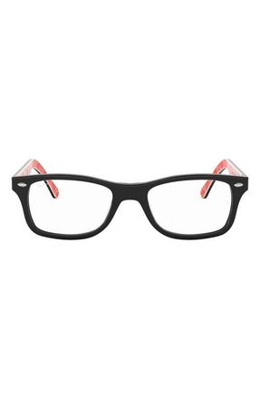 Ray-Ban 50mm Square Optical Glasses in Black Red at Nordstrom