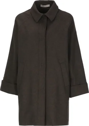 D.exterior Brown Boxy Wool Coat