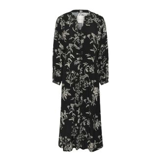 Part Two Midi Dresses, female, Multicolor, Size: 3XL Black Botanical Print Dress SiciliaPW DR