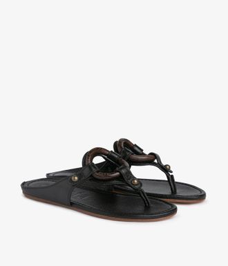 Pedro Garcia Flat thong sandal in black letaher | Pattie | Spring Summer 26 | PEDRO GARCIA
