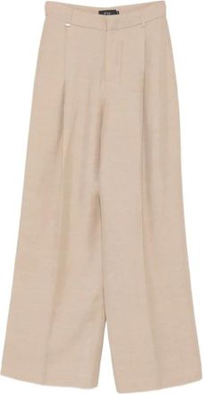 Fay Gabardine Broek - Dames - Wijde Broeken - Bruin - M - Linnen - Broeken