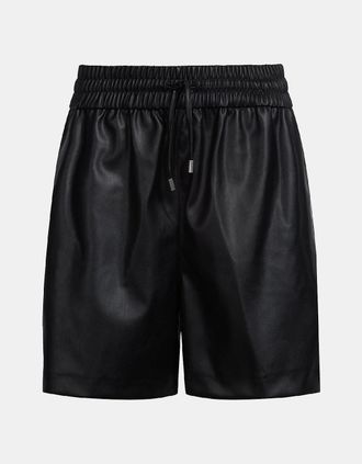 HUGO BOSS Womens Henuka-1 B Faux Leather Shorts - Black - Size: 12