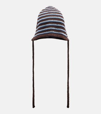 Miu Miu Gorro de punto de algod&oacute;n a rayas