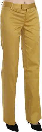 Just Cavalli Mustard Yellow Straight Formal Trousers Womens Pants