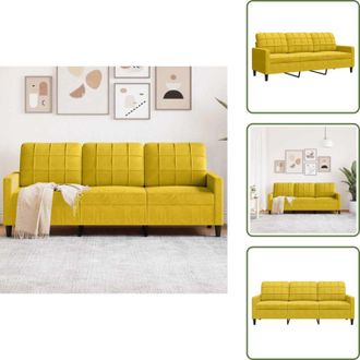 vidaXL The Living Store Divano a 3 Posti Giallo 180 cm in Velluto - Divano in velluto