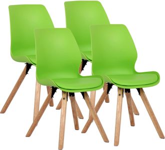 Clp Set De 4 Sillas Luna Verde Pl&aacute;stico